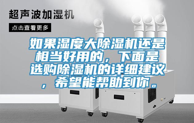 如果濕度大除濕機(jī)還是相當(dāng)好用的，下面是選購除濕機(jī)的詳細(xì)建議，希望能幫助到你。